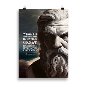 Epictetus Posters | Having Few Wants | Epictetus Quotes | Stoic Poster | Discourses Of Epictetus | Life Quotes | Famous Quotes