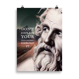 Poster di Epitteto / Non spiegare la tua filosofia / Citazioni di Epitteto / Poster stoico / Discorsi di Epitteto / Citazioni sulla vita / Citazioni famose