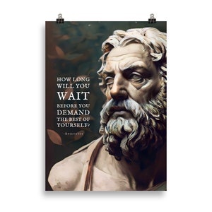 Epictetus Posters | Before You Demand The Best Of Yourself | Epictetus Quotes | Stoic Poster | Discourses Of Epictetus