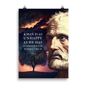Pósters de Séneca / Un hombre es tan infeliz como / Pósters de Séneca / Arte de Séneca / Citas estoicas / Regalo estoico / Cartas de un estoico / Citas de vida