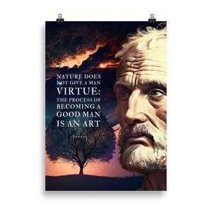 Pósters de Séneca / La naturaleza no da virtud al hombre / Pósters de Séneca / Arte de Séneca / Citas estoicas / Regalo estoico / Cartas de un estoico