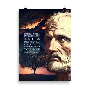 Pósters de Séneca / Tomando resoluciones nobles / Pósters de Séneca / Arte de Séneca / Citas estoicas / Regalo estoico / Cartas de un estoico
