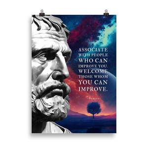 Arte mural con citas de Séneca / Personas que pueden mejorarte / Pósters de Séneca / Arte de Séneca / Citas estoicas / Regalo estoico / Cartas de un estoico
