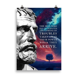 Arte mural con citas de Séneca / El advenimiento de los problemas / Pósteres de Séneca / Arte de Séneca / Citas estoicas / Regalo estoico / Cartas de un estoico