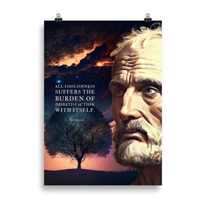 Pósters de Séneca / La carga de la insatisfacción / Pósters de Séneca / Arte de Séneca / Citas estoicas / Regalo estoico / Cartas de un estoico