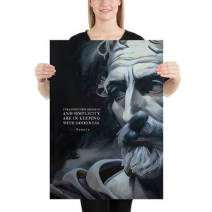 Lámina artística de Séneca / Cita sobre la franqueza y la simplicidad / Arte mural estoico / Decoración minimalista / Regalo inspirador / Cartas de un estoico