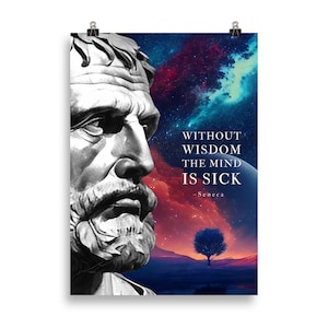 Arte mural con cita de Séneca / Sin sabiduría, la mente está enferma / Pósteres de Séneca / Arte de Séneca / Citas estoicas / Regalo estoico / Cartas de un estoico
