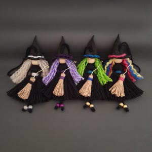 Black Witch Doll for Halloween Decoration, Small Hanging Kitchen Doll 4 Colors available