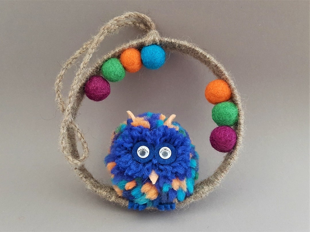 Colorful Pom Pom Wall Art, Pom Pom Wall Hanging, Hoop Wall Art