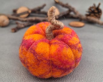 Multicolored Felted Pumpkin, Wool Decoration for Autumn
