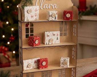 Advent calendar /for standing/ Old Town House/ Personalized wooden Advent calendar