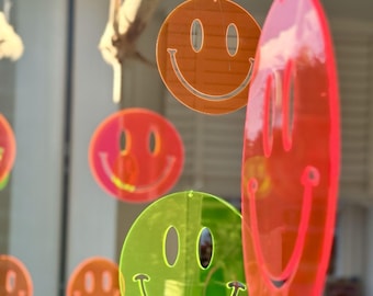 Smiley, Sonnenfänger, Garten, Outdoor, Happy, Acryl, fluoreszierend, leuchtend