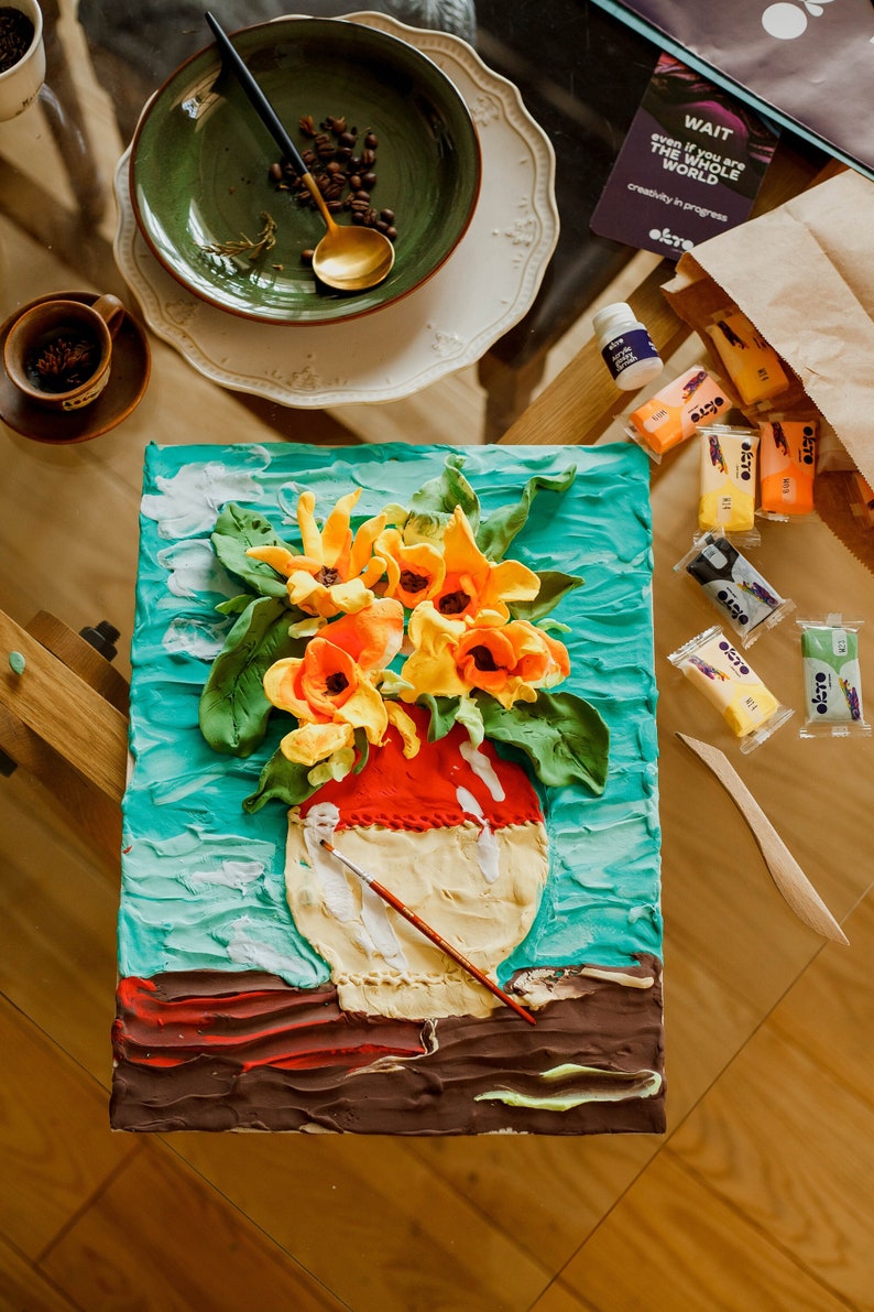 Sunflowers Clay Art Kit, Clay Kit for Painting, Adults Craft Kits, Soft