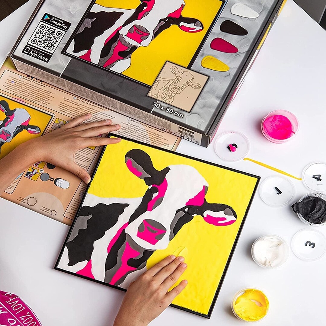 KIDS PAINT KIT Cow Painting Air Dry Clay Kit Paint by Etsy