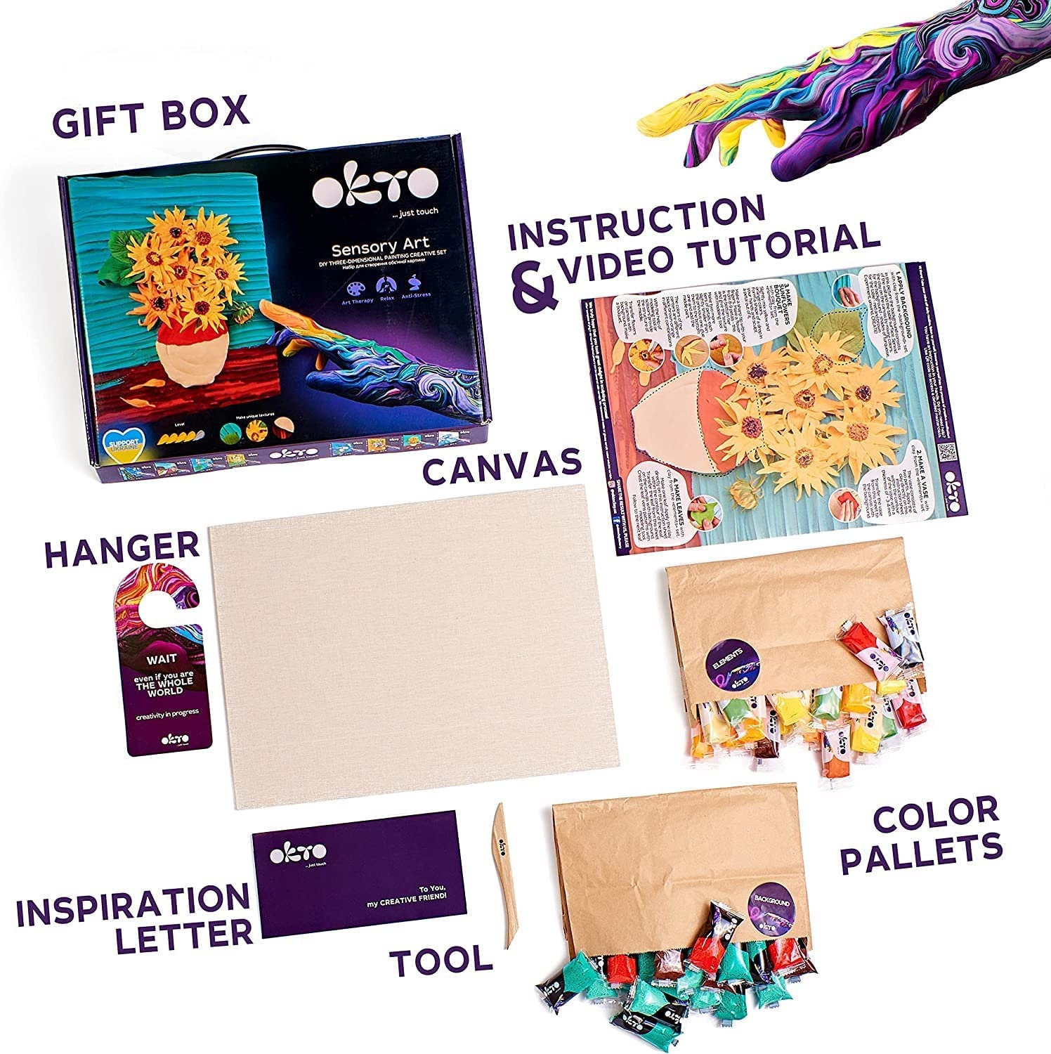 Sunflowers Clay Art Kit, Clay Kit for Painting, Adults Craft Kits, Soft