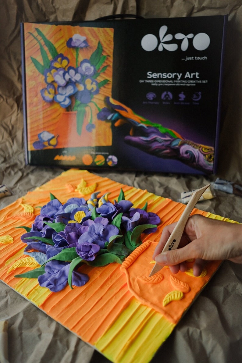 Irises Clay Art Kit, Super Soft Modeling Clay, Diy Art Project, Creative Craft Kit, Adult Craft Art Kit, Air Dry Clay, OKTO Modeling Clay image 1