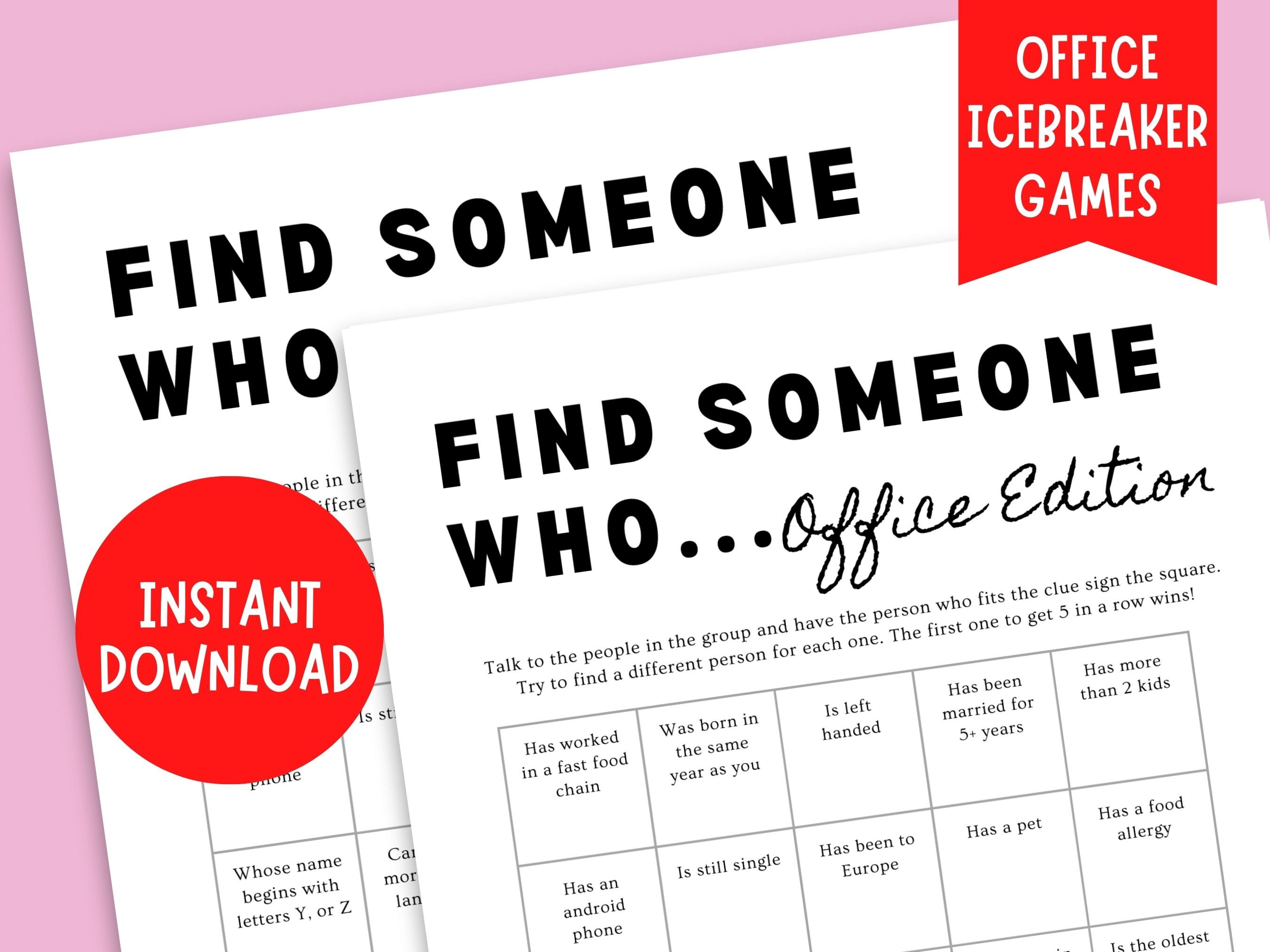 Find Someone Who: Office Edition | Printable Bingo Game | Team Building Activity | Office Icebreaker | Happy Hour Game | Work Party Game