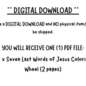 Seven Last Words of Jesus on the Cross Coloring Wheel Easter Bible