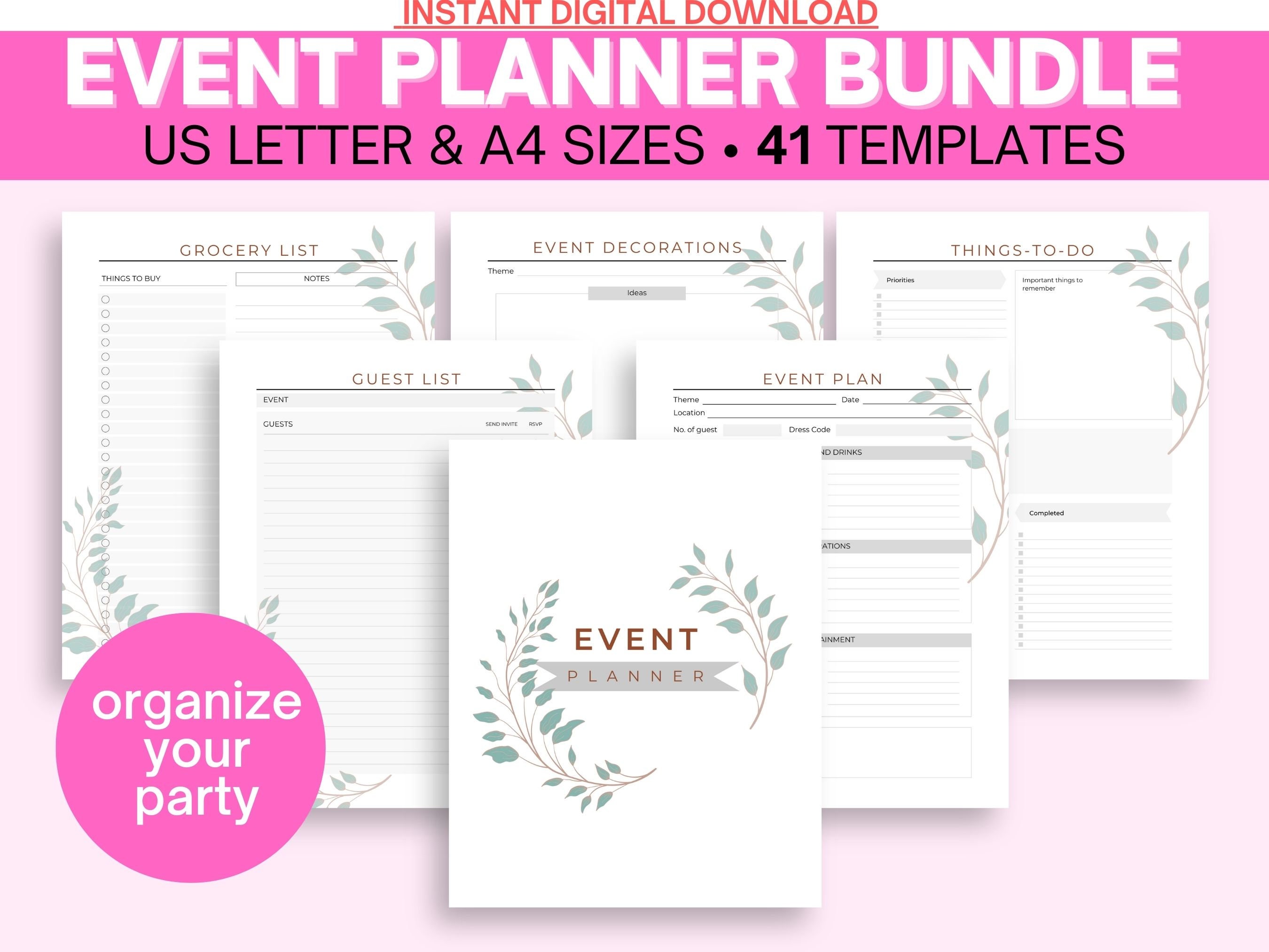 Event Planner Bundle Printable Party Planner Event Organizer Party and ...
