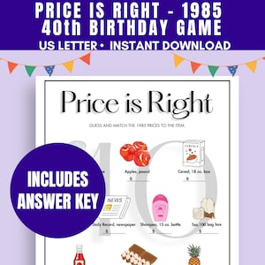 Price is Right 1985 Game | Printable Birthday Party Game | 1985 Birthday Party Trivia Game | Printable Birthday Trivia | Born in 1985 Game