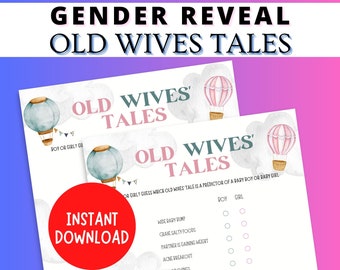 Old Wives Tales Quiz Game | Gender Reveal Printable Game | Gender Reveal Party Game | Baby Shower Game | Gender Old Wives Trivia Game