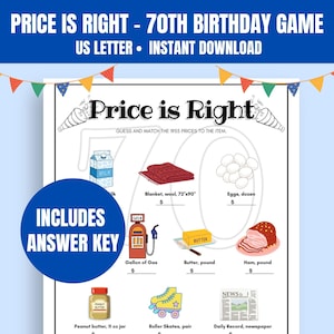 Price is Right 1955 Game | Printable 70th Birthday Party Game | 70th Birthday Party Trivia Game | Printable Birthday Trivia | Born in 1955