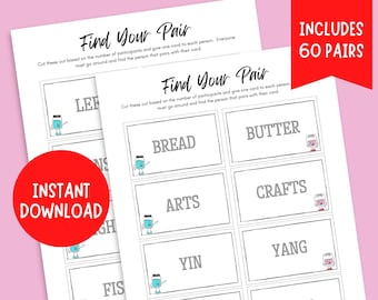 Find Your Pair Game | Printable Office Ice Breaker Game | Work Games | Team Building Activity | Work Icebreaker | Printable Ice Breaker Game