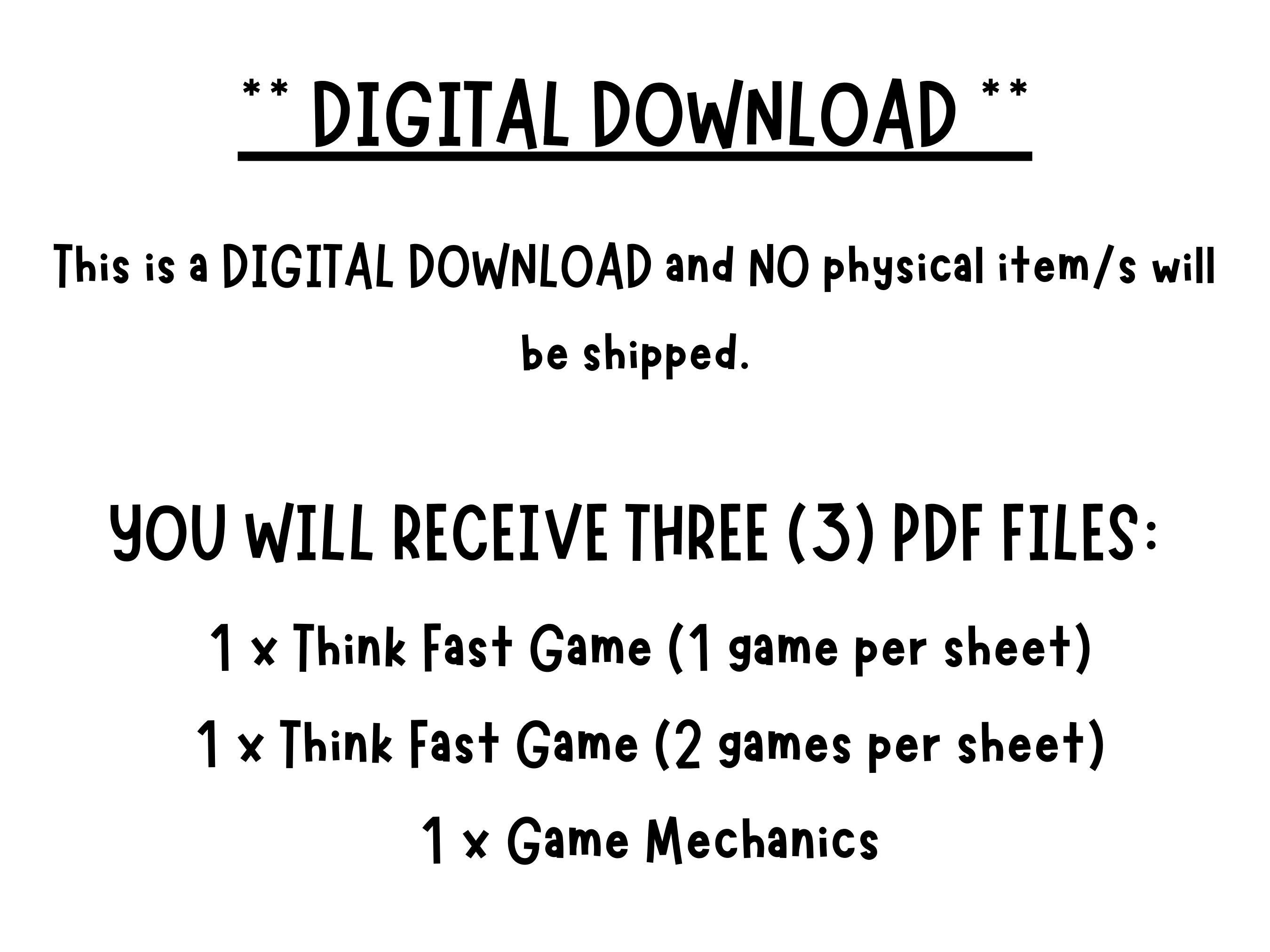 Think Fast Game Gender Reveal Printable Game Gender Reveal Party Game