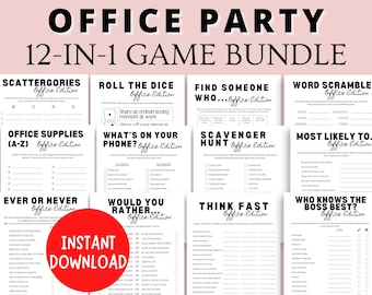 Office Party Games Bundle | Printable Games for Work Team Building | Office Icebreaker Games | Fun Work Party Activities | Happy Hour Game