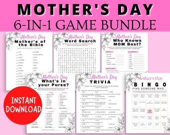 Mothers Day Game Bundle | Mothers Day Games | Mothers Day Party Games | Mothers Day Games for Adults, Teens and Kids | Printable Games