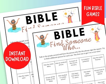 Find Someone Who Bible Game | Bible Study Group Party Game | Church Games | Bible Find The Guest Bingo | Church Activity | Sunday School