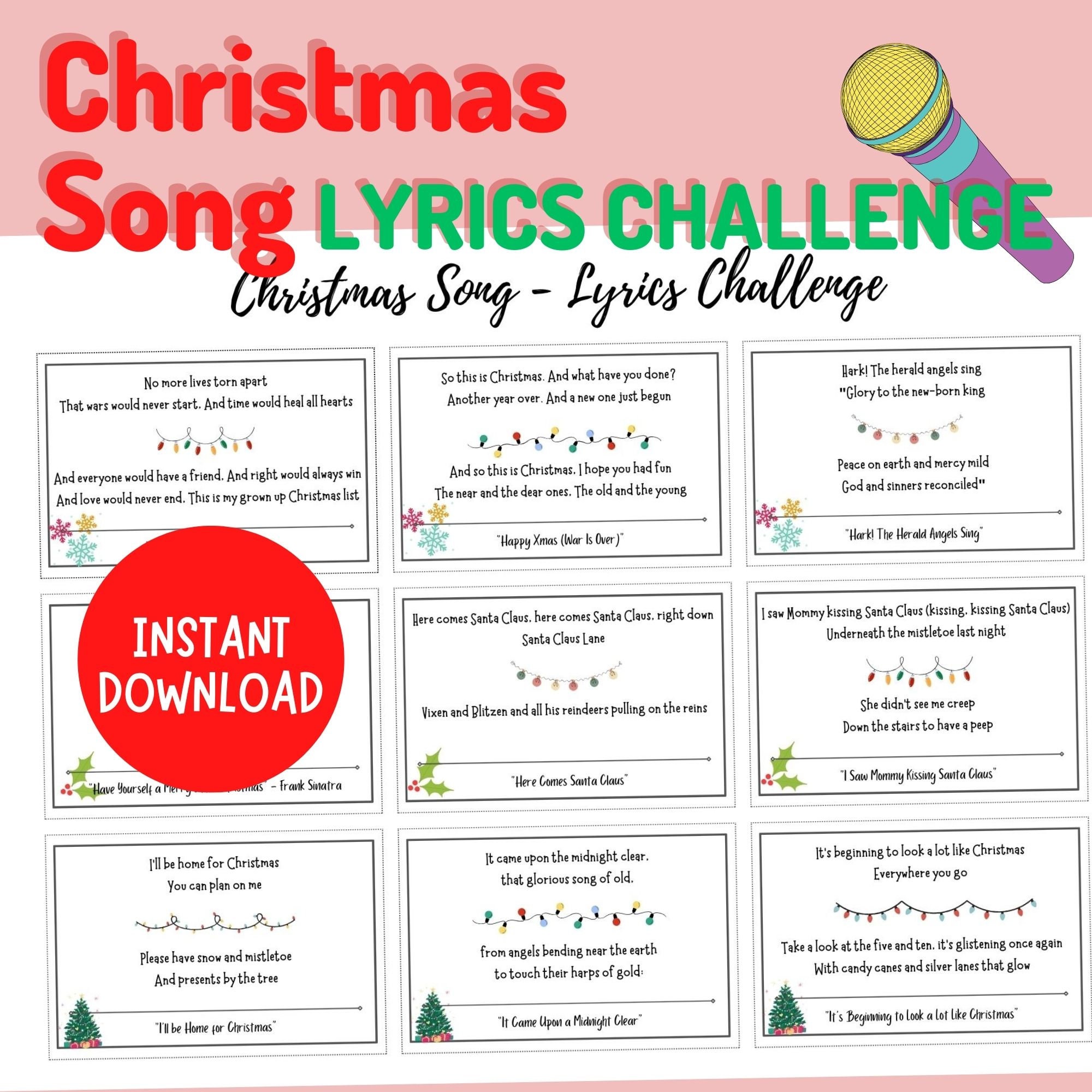 Christmas Song Lyrics Challenge Game | Finish the Lyric Game |Fast Thinking and Singing Family Party Game | Christmas  Christmas Carol Game