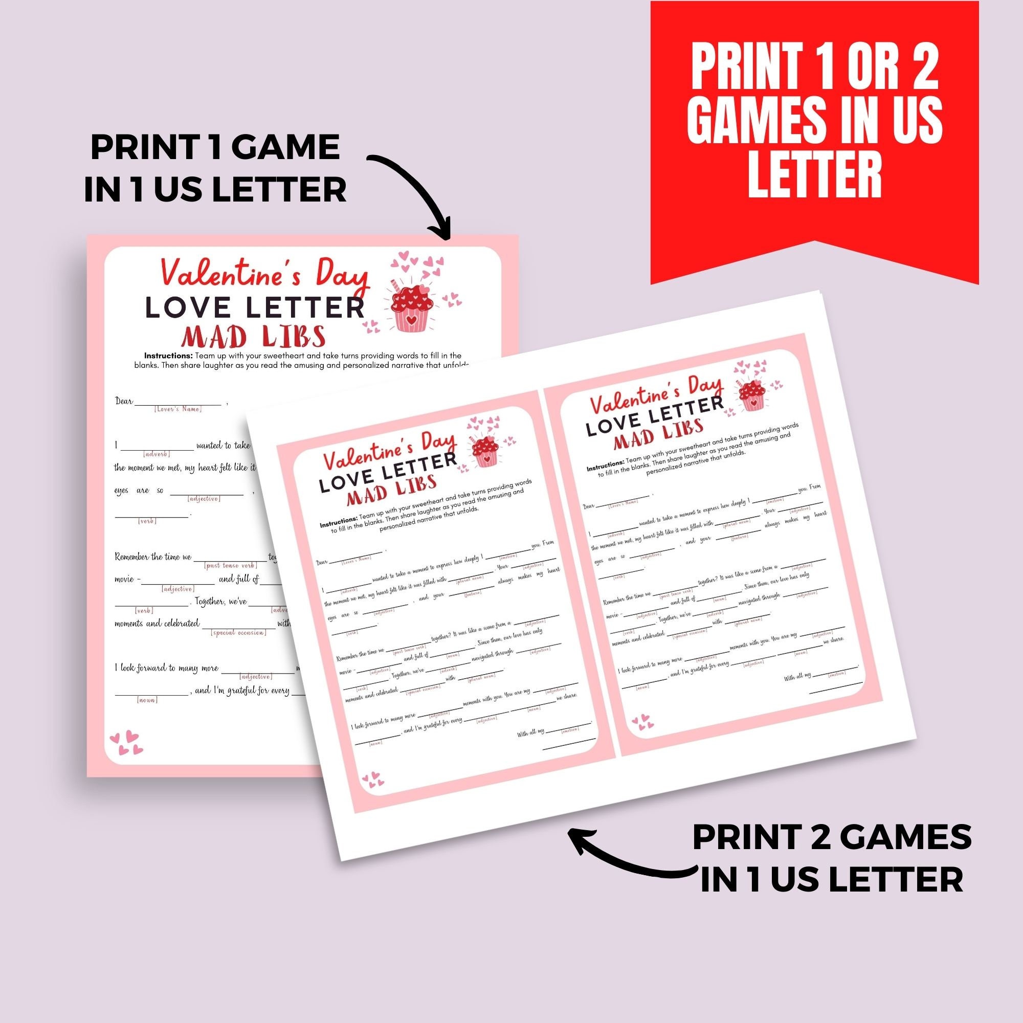 Valentines Day Mad Libs Valentines Day Game Couple Game Love Letter Mad Libs Our Love Story