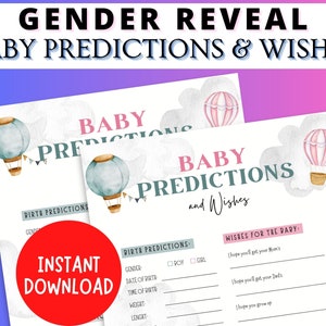 Gender Reveal Baby Predictions and Wishes | Gender Reveal Party Game | Wishes for Baby and Advice for Parents Game | Printable Instant PDF