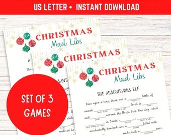 Christmas Mad Libs | Christmas Printable | Christmas Game | Classroom Game | Christmas Story | Kids Story | Christmas Activity Kids Adults