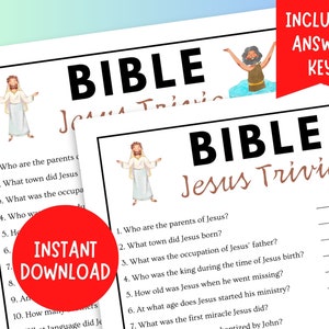 Jesus Trivia Bible Game | Bible Study Group Party Game | Bible Games for Kids & Adults | Fun Church Party Games | Church Bible Game