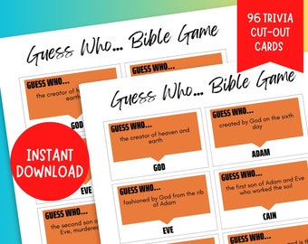 Guess Who Bible Game | Bible Character Trivia Game | Printable Bible Games | Bible Study Game | Church Game | Sunday School |Church Activity