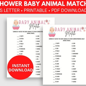 Baby Animal Match Baby Shower Game | Baby Shower Party Game | Baby Shower Guess The Baby Animal | Match The Baby Animal To Its Mama Game