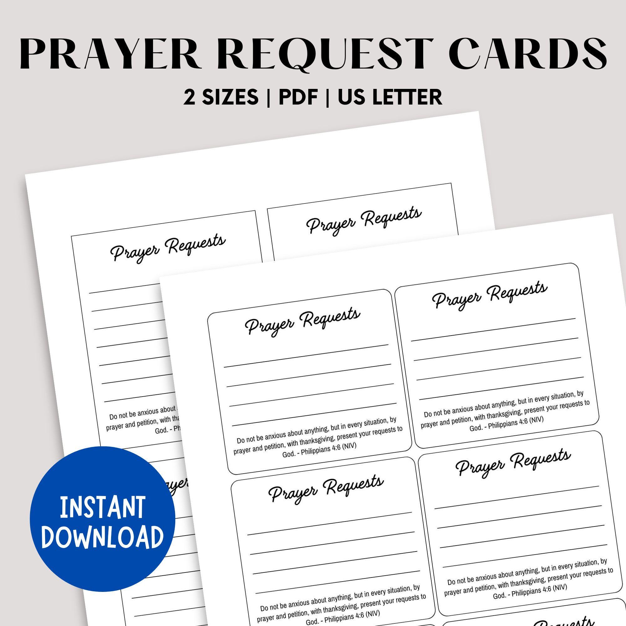 Prayer Request Card Printable | Prayer Card Template | Church Prayer ...