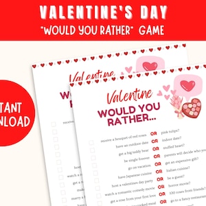 Valentine&#39;s Day Would You Rather Game | Printable Valentine&#39;s Party Game | Valentines Printable Game | Galentine&#39;s Game