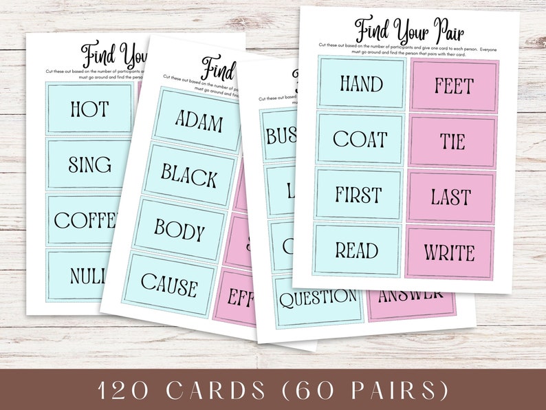 Find Your Pair Game Printable Office Ice Breaker Game Work Games Team Building Activity Work