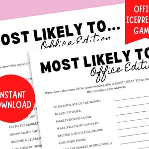 Most LIkely To: Office Edition Printable Game | Office Icebreakers | Office and Work Party Games | Work Games  | Team Building Activity