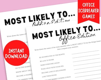 Most LIkely To: Office Edition Printable Game | Office Icebreakers | Office and Work Party Games | Work Games  | Team Building Activity