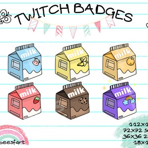 Twitch sub/bit badges cute kawaii milk shake