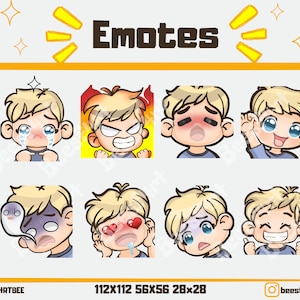 Twitch/ discord blonde hair , blue eyes cute boy emote pack
