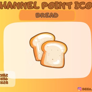 May include: Two slices of white bread, one on top of the other, with a light brown crust. The bread is cartoon-style and has a light yellow background.