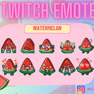 Cute watermelon emote pack