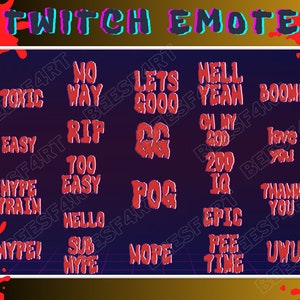 Twitch horror-stijl emote-pakket met tekst