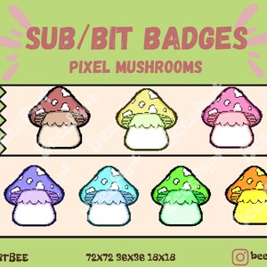 Emblemas de sub/bit de cogumelo pixel