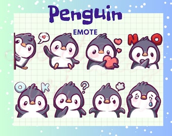 Cute kawaii Penguin twitch/discord emote pack